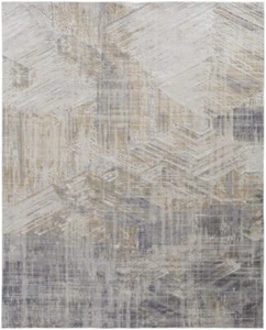 8' X 10' Tan Ivory And Gray Abstract Power Loom Distressed Area Rug - Picture 1 of 1