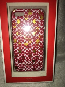 Coach Signature C PINK WHITE GOLD iPhone 5 Hard Cover Case new - Picture 1 of 4