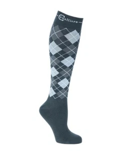 Covalliero Karo Reitsocken Thermo Pro Kniestrümpfe Gr. 34-36 H/W 23 graublau J4 - Bild 1 von 1