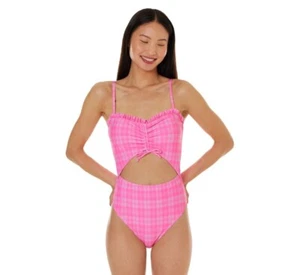 Celebrity Pink Women's Plaid Cutout One Piece Swimsuit Size L 11-13  - Picture 1 of 7