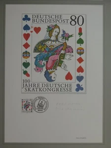 Briefmarkengrafik PHILARTES 1293 SKAT Skatkongress Spielkarte Auflage 1000 - Bild 1 von 1