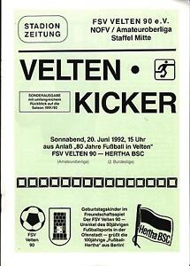 20.06.1992 FSV Vallot 90 - Hertha Bsc , 80 Années Football En Vallot