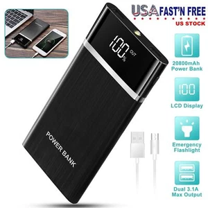 Superslim Portable Power Bank LCD LED Dual USB Battery Backup Charger Ultra thin - Picture 1 of 21
