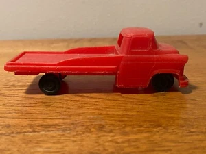 Processed Plastic Co. 1950's-60's Red Plastic Flatbed Truck with black wheels. - Picture 1 of 13