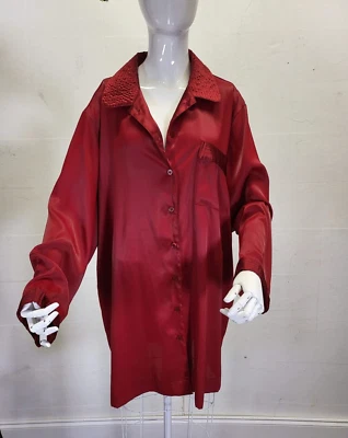 Camisa de mujer Cabernet ropa de dormir manga larga talla XL abotonada color vino Foto 1 de 4