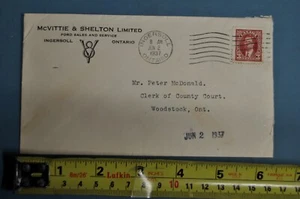 McVittie and Shelton Ford V8 Logo Ingersoll 1937 King George VI 3 Cent Stamp - Foto 1 di 5