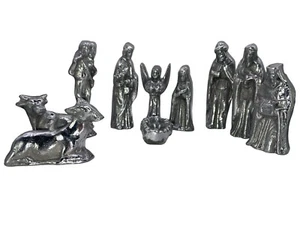 Belén de peltre vintage 4" 10 piezas Navidad Jesús María José Reyes Magos - Imagen 1 de 15