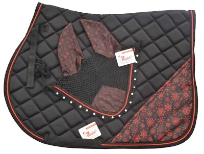 JUEGO DE ALMOHADILLAS DE SILLÍN INGLÉS ESTRELLAS NAVIDAD VELO MOSCA OREJAS DE CABALLO ZAINEE DEPORTES Foto 1 de 4