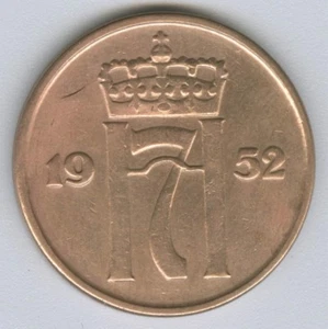 NORWAY - 1952 NORGE 5 ORE COIN MONEY - Picture 1 of 2