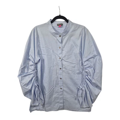 Vince Camuto женщин верхний размер L блузка кнопка спереди собранными в Рюш длинным рукавом недостатки - Изображение 1 из 4