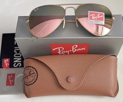 Óculos de sol RayBan RB3025 unissex aviador clássico rosa lente espelho frete grátis - Imagem 1 de 4