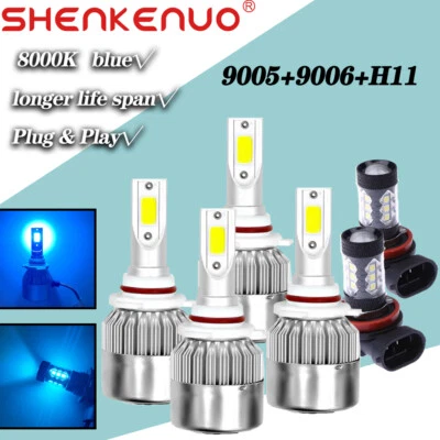 For Nissan Quest 2014-2017 LED Headlight High Low Beam + Fog Light Bulbs  blue - Image 1 of 4