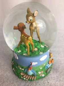 DISNEY ENESCO APRIL SHOWERS MUSICAL SNOWGLOBE FEATURING BAMBI & FALINE 😍 - Picture 1 of 12
