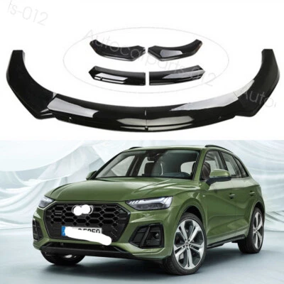 For Audi Q5 Glossy Black Front Bumper Lip Splitter Spoiler Dual-Layer Body Kit Foto 1 de 4