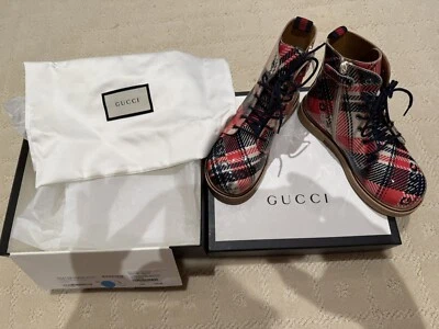 Nuevas Auténticas Botas Gucci Niños Suela de Goma Azul Rojo Blanco Eur 30/ EE. UU. 12,5 Foto 1 de 4