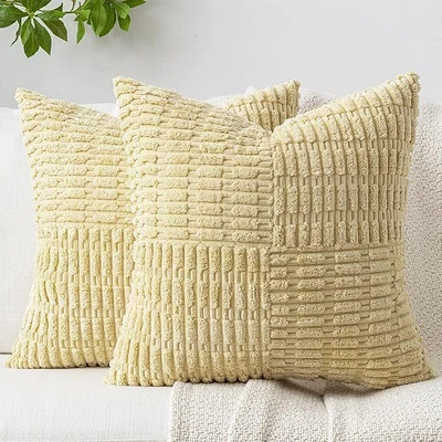 Bohemian Style Striped Velvet Cushion Cover Soft and Cozy Decorative Pillow Case - Image 1 of 4