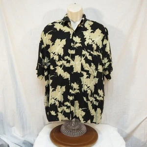 Natural Issue Hawaaiian Shirt Camp Casual black hibiscus Cruise Beach Size Large - Picture 1 of 3