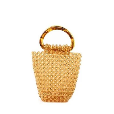 Bolso de mano de acrílico transparente con cuentas de color marrón para mujer Foto 1 de 4