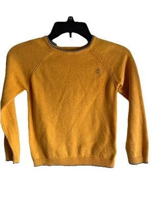 Mayoral Pullover Sweater Golden Yellow Gray Trim Long Sleeve Boy's Size 7 NWOT - Image 1 of 4