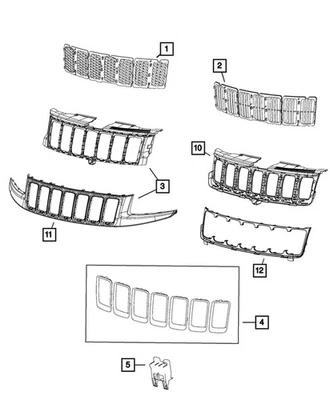 Подлинная решетка радиатора Jeep 15-16 Grand Cherokee сотовая текстура 6BB44DX8AA - Изображение 1 из 2