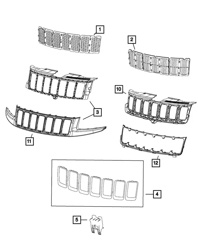 Grelha de radiador genuína Jeep 15-16 Grand Cherokee textura de favo de mel 6BB44DX8AA - Imagem 1 de 2