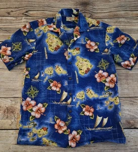 Vintage 80s Hawaiian Button-Up Shirt USA Hawaii Made Sz Medium Multicolor VTG  - Picture 1 of 7