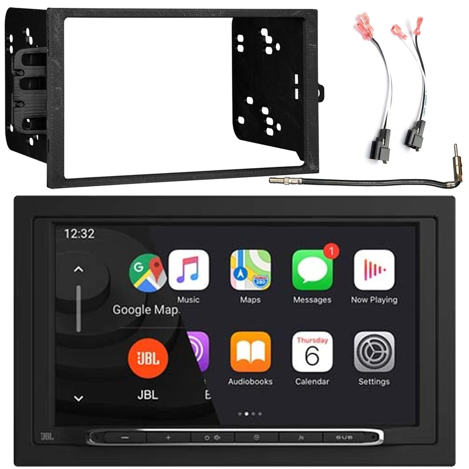 Receptor Bluetooth JBL 2 DIN con kit de instalación, conector de altavoz, adaptador de antena Foto 1 de 4