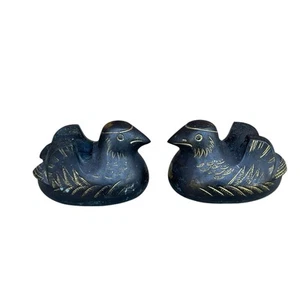 Meiji Japanese Screen Holders Weights Mandarin Ducks Bronze Gold Gilt - A Pair - Picture 1 of 11
