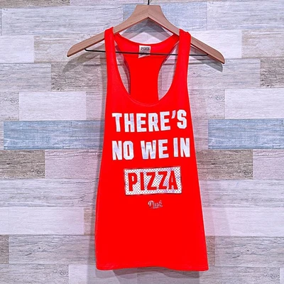 ROSA Victorias Secret Theres No We In Pizza Racerback Tank Naranja Mujer Pequeña Foto 1 de 4