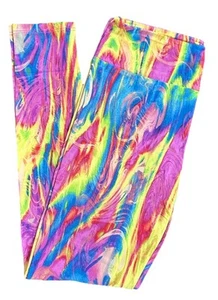OS LuLaRoe Leggings Tie Dye Marble Rainbow Pink Yellow Blue NEW 260264 - Picture 1 of 4