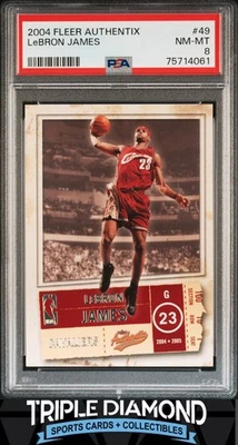 2004 Fleer Authentix #49 LeBron James 2nd Year Cavaliers PSA 8 NM-MT N396 - Image 1 of 2