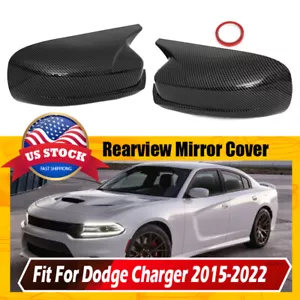 Carbon Black Rearview Side OX Style Mirror Cover Cap For Dodge Charger 2015-2022 - Bild 1 von 10