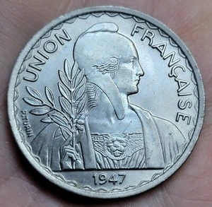 French Indo China 1947 1 Piastre Coin - Picture 1 of 2