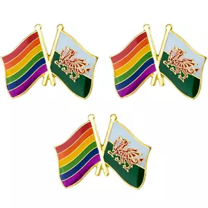3 X Rainbow & Wales Welsh Friendship Gay Pride Flag Lapel LGBT Pin Enamel Metal - Picture 1 of 1