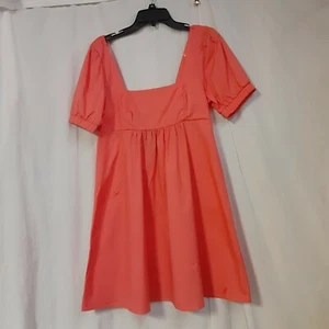 Wild Fable Womens' Orange Cotton Square Neck Puff Sleeve Dress - Picture 1 of 5