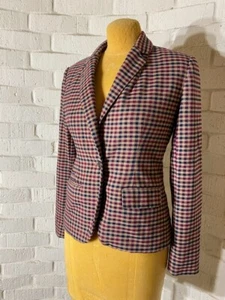 Merona blazer gingham beige, black and burgundy size 2 - Picture 1 of 7