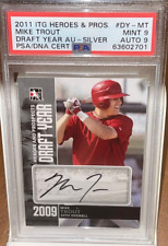 * RARE * SILVER * Mike Trout AUTO ! 2011 In The Game Heroes Draft Year RC PSA 9
