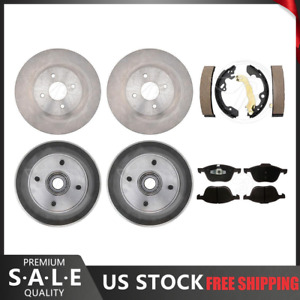 For Ford Focus 2004 NEW Front Brake Rotors Ceramic Pads + Rear Brake Drums Shoes