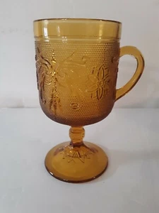 Indiana Glass Amber Sandwich Tall 8 oz Footed Mugs - Set of 8 RETIRED (GB1) - Picture 1 of 3