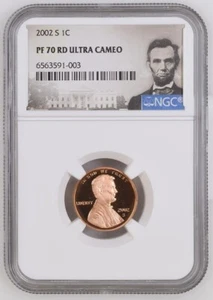 2002 S Proof Lincoln Penny Proof 1C NGC PF70 RD Ultra Cameo - Picture 1 of 3