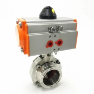 2-1/2" Stainless Steel 316 Clamp OD 77mm Pneumatic Sanitary Butterfly Valve - Picture 1 of 7