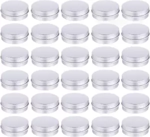 30 Pack Tin Cans Screw Top round Metal Lip Balm Tins Containers with Lids (1Oz) - Picture 1 of 12