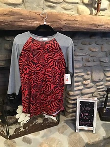 Lularoe Randy Small Neu mit Etikett orange & schwarz psychedelisch grau Ärmel 96/4 Mischung - Bild 1 von 2