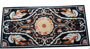 Elegant Black Marble Dining Table Top Gemstone Random Inlay ART Hallway Decor - Picture 1 of 1
