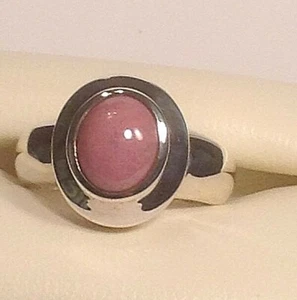 Anillo rosa ovalado cabujón plata esterlina 0,925 talla 9 - Imagen 1 de 2