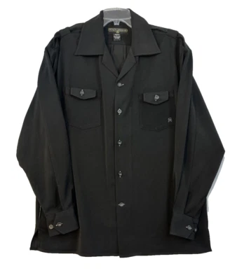 Stacy Adams Shirt Jacket Mens Large Black Long Sleeve Button Up Heavy Hand Wash - Image 1 of 4