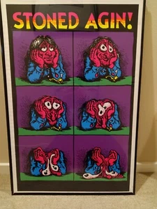 Stoned Agin! Original Vintage Poster Blacklight Robert Crumb Velvet. SHIP-ROLLED - Picture 1 of 3