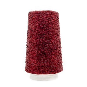 200g CONE VISCOSE METALLIC POLYESTER LUREX YARN RED-BLACK APPROX 720M F832 - Picture 1 of 2