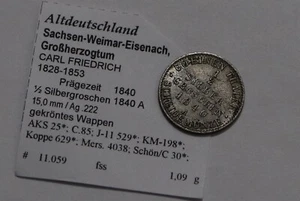 🧭 🇩🇪 GERMANY SAXONY 1/2 GROSCHEN 1840 A SILVER SHARP DETAILS B79 #W102 - Picture 1 of 2