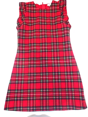 Vestido feminino Vineyard Vines tamanho 14 xadrez tartan vermelho preto flanela de Natal em excelente estado usado - Imagem 1 de 3